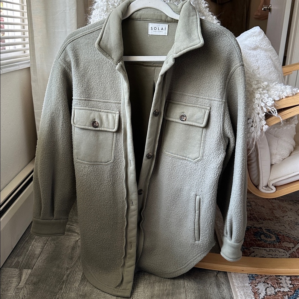 Solai Olive Green Fleece Jacket